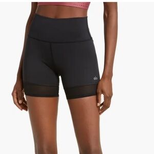 SOLD!!! 
Alo yoga Airlift double trouble black biker shorts mesh detail